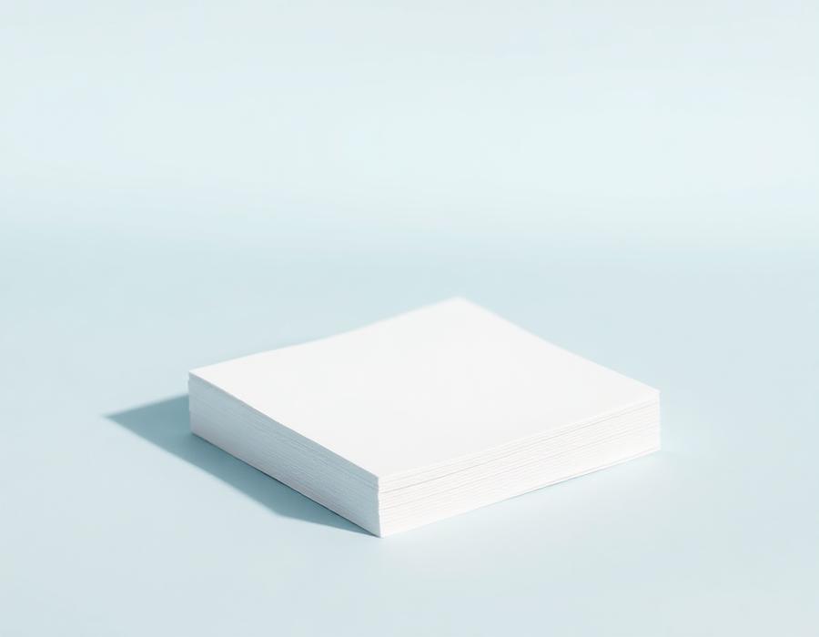 Pack of plain white A4 printer paper on a pale blue background